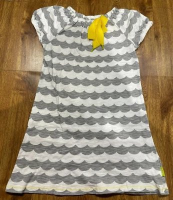 MORGAN & MILO: Girl's Gray & White Dress w/ Yellow Ribbon, Size 7 - Image 1 of 4