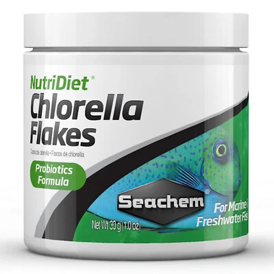 Seachem NutriDiet Chlorella Flakes 30 grams Probiotic Fish Food Flakes - Image 1 of 2
