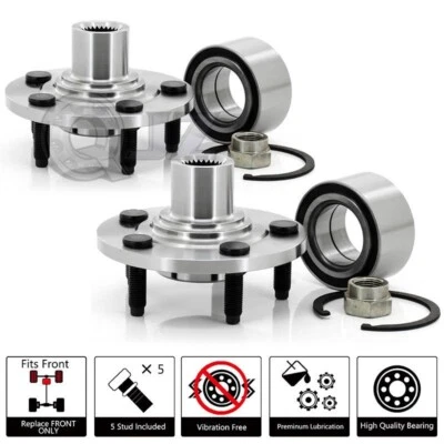 [DELANTERO (cantidad 2)] Conjunto de buje de rueda para Lincoln Continental 1991-1994 tracción delantera sin ABS Foto 1 de 4