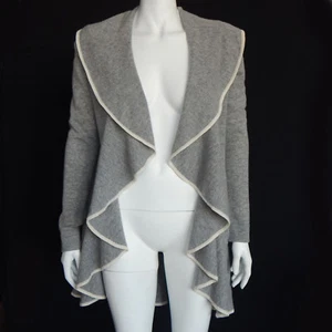 AUTUMN CASHMERE 100% Cashmere Gray Cascading Open Cardigan Sweater Medium / 9148 - Picture 1 of 4