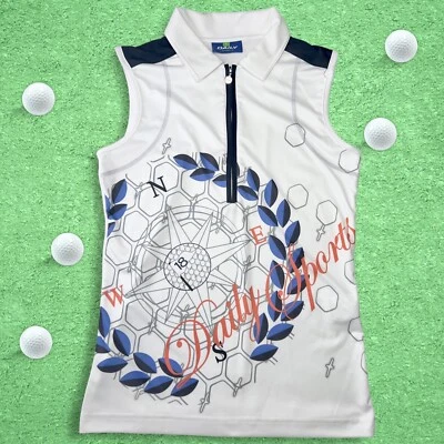 Polo Daily Sports Golf Mujer Brújula Pelota de Golf Blanco Azul Marino Naranja Sin Mangas - S Foto 1 de 3