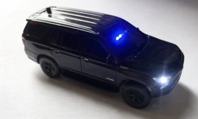 Greenlight 1:64 Custom NYPD 2021 Unmarked Blk Chevy Tahoe Police With LED Lights - Image 1 of 4