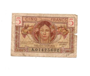5 FRANCS VG BANKNOTE FROM FRENCH OCCUPIED SAARLAND 1947 PICK-M6 - Picture 1 of 2
