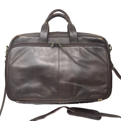 *HERITAGE Leathergoods Brown Leather Portfolio Bag Messenger Briefcase Shoulder - Image 1 of 4