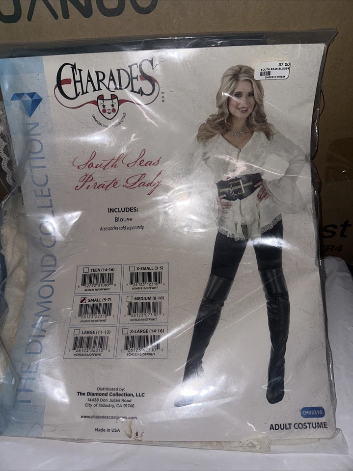 Blusa Dama Pirata Mares del Sur Disfraz Elegante Halloween Adulto Pequeña 5-7 Foto 1 de 1
