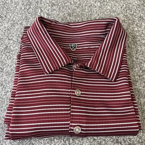 NIKE GOLF size Large Men’s POLO SHIRT Maroon and Gray STRIPE - Picture 1 of 8
