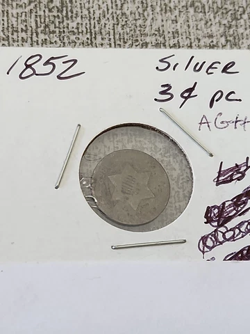 1852 3 cent Silver AG++ Cover