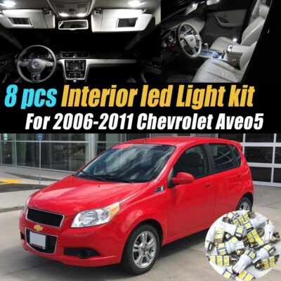 8Pc Super White Car Interior LED Light Bulb Kit for 2006-2011 Chevrolet Aveo5 - Image 1 of 4