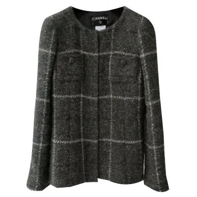 CHAQUETA BLAZER CHANEL 08A TWEED CC LOGO BOTÓN FR38 US6 Foto 1 de 4