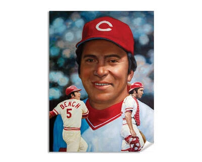 Johnny Bench Catcher Cincinnati Reds MLB Baseball Painting Wall Art Print 2AM3 - Image 1 of 4