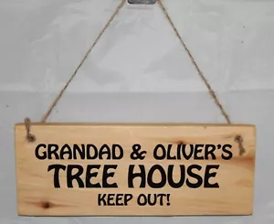 Personalised Name Tree House Treehouse Sign Plaque Outdoor Garden Rustic Wood - Picture 1 of 9
