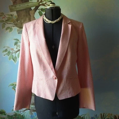 Blazer Traje Anne Klein Para Mujer Talla 14 Manga Larga Melocotón y Algodón Blanco Foto 1 de 4