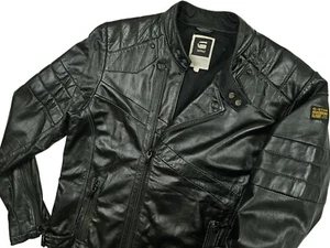 HOT Men's G STAR RAW DENIM @ MARCHANT BIKER Slim BLACK LEATHER Jacket L (*Fit M) - Picture 1 of 17