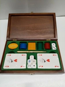 cofanetto carte da gioco scatola legno carte dadi e fiches MODIANO originali - Foto 1 di 3