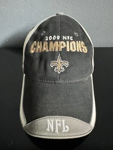 New Orleans Saints 2009 NFC Champions Hat Cap Adjustable Black Strapback NFL - Picture 1 of 7