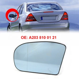 1pc Spiegelglas Links Außenspiegel Blau Glas für Mercedes Benz W203 W211 00-07 - Bild 1 von 6