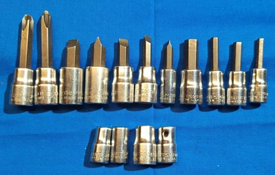 USA Craftsman 15 pc 3/8" & 1/4" drive socket bits Slotted, Phillips, Allen - Image 1 of 4