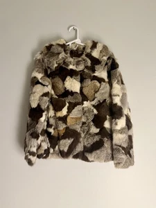 Vintage 60er Jahre Made in Hong Kong Patchwork Kaninchenfell Jacke Large - Bild 1 von 5