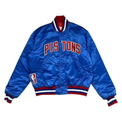 CHAQUETA BOMBER SATINADA DE COLECCIÓN AÑOS 90 NBA DETROIT PISTONS HECHA EN EE. UU. TALLA M Foto 1 de 4