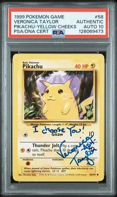1999 Pokemon Game Pikachu #58 Veronica Taylor Signed Card PSA/DNA 10 Autograph - Image 1 of 4