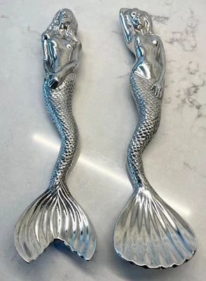 Par de servidores de ensalada de sirena Mariposa firmados / utensilios grandes para servir Foto 1 de 3