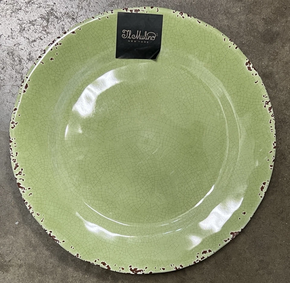 Juego de 4 platos laterales de melamina rústica craquelada verde salvia Il Mulino Foto 1 de 1