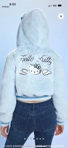 Faux Fur Angel Hello Kitty Zip Up Hoodie - Picture 1 of 5