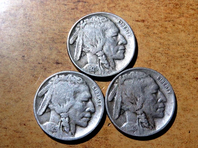 Nice Set of 3 Better Date 1925PDS Year Set Buffalo Nickels K1 - Image 1 of 2
