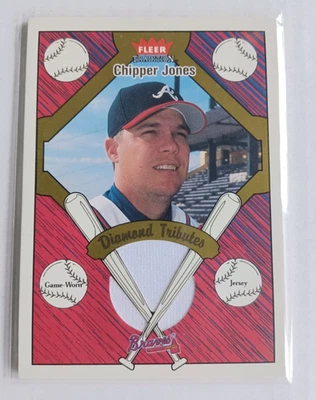 MINT 2004 Fleer Tradition #DT-CJ Chipper Jones AUTHENTIC GAME WORN JERSEY CARD - Image 1 of 2