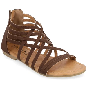 Journee Collection Women's Hanni Crisscross Gladiator Sandals, Brown Size 6.5M - Picture 1 of 4