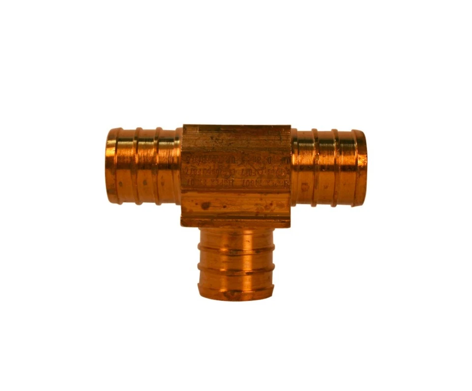 Brass 1/2" x 1/2" x 3/4" PEX Crimp Tee - Image 1 of 1