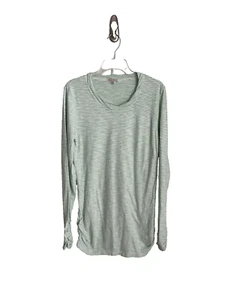 Mod-o-Doc Sundance Green Striped Top with Ruched Long Sleeve Size Large - Picture 1 of 6
