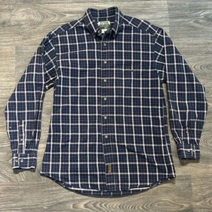 Vintage Woolrich Medium Teton Flannel Plaid Shirt Blue Red White 100% Cotton - Picture 1 of 11