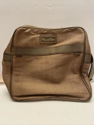Bolso de hombro de viaje Oscar de la Renta vintage años 70 caqui tweed para hombre usado en excelente estado Foto 1 de 4