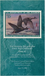 RW#63 1996-97 FEDERAL DUCK STAMP FIRST DAY.CEREMONY PROGRAM SIGNED BY THE ARTIST - Picture 1 of 4