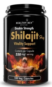 HealthyHey Shilajit Plus Stronger,Energetic & Powerful - 500mg - 100 Vegetable - Picture 1 of 4