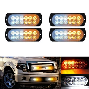 4x Amber&White Ultra Slim LED Emergency Flashing Strobe light Bar For Lorry Van - Picture 1 of 10