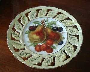 Vintage Japan Royal Halsey 8" China Ständer Birne Kirsche LustreWare Blätter Gold Zierleiste - Bild 1 von 6