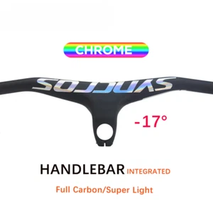 MTB Bicycle Integrated Carbon Handlebar Mountain Bike with Stem -17 Degree - Picture 1 of 43