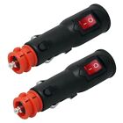 2 PCS  Adapter Connector 12V Car Plug with Fuse and Switch 20mm Cig / 12mm DI UK