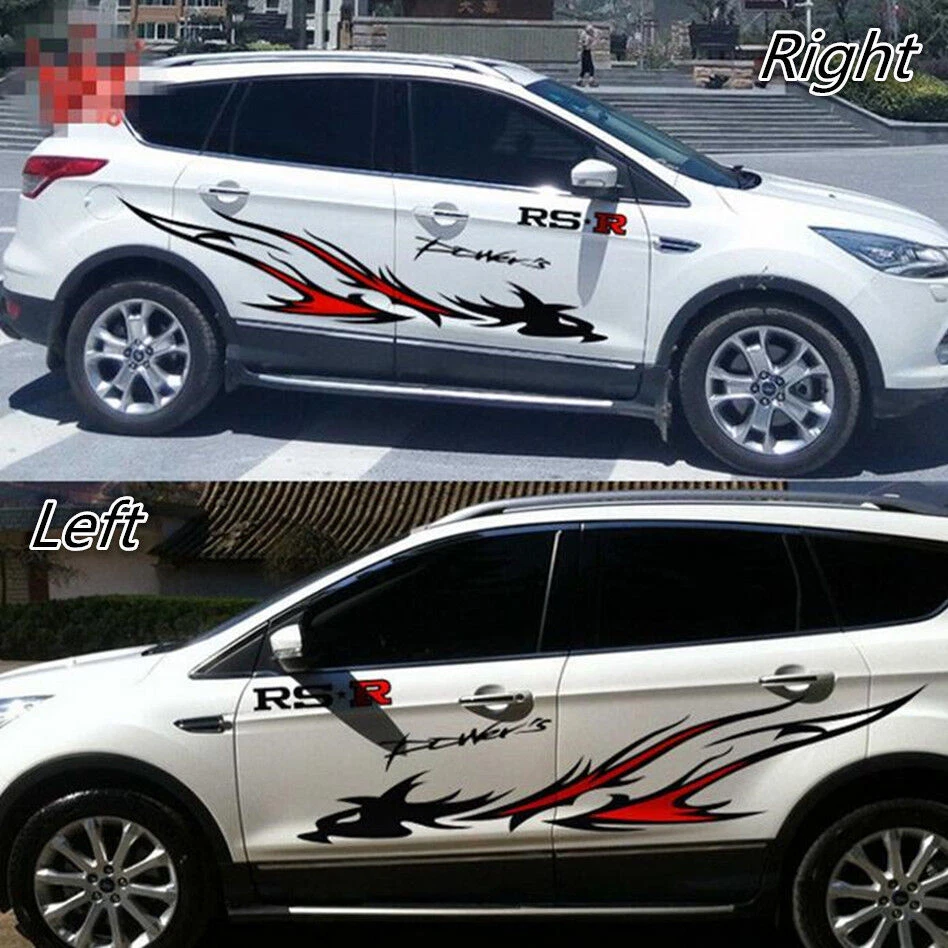 2pcs 75” Inch Full Size Burning Flame Car Side Decor Sticker Vinyl Film Decals - Image 1 of 1