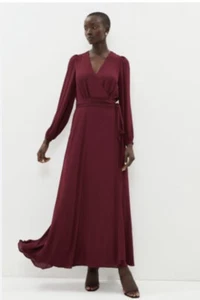 Maxi vestido Coast Red Burgendy con cinturón talla 12 precio de venta sugerido por el fabricante £120 fecha de boda noche - Imagen 1 de 6