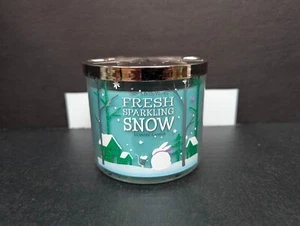FRESH SPARKLING SNOW BATH & BODY WORKS 3 WICK CANDLE 14.5 OUNCE JAR W/ METAL LID - Picture 1 of 5