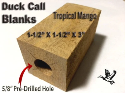 TROPICAL MANGO DUCK CALL TURNING BLANKS, 1-1/2" X 1-1/2" X 3" + 5/8" Bore - Image 1 of 2