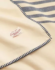 Ralph Lauren Waltham Striped Vintage Inspired Blanket Cream Navy Blue $430 King - Picture 1 of 5