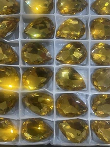 Topaz Teardrop  Rhinestone Glass Crystal Rhinestone Accessory 1pack 72 Stones - Picture 1 of 1