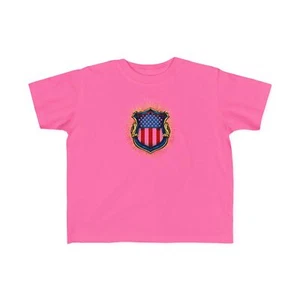 Patriotic Toddler Tee USA Shield Shirt Kids Independence Day Top Flag - Picture 1 of 34