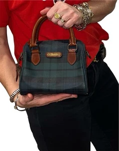 Polo Ralph Lauren Plaid Blackwatch Boston Bag RARE MICRO MINI (speedy) VINTAGE - Picture 1 of 24