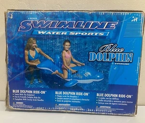 New Blue DOLPHIN FLOAT Swimming POOL Beach Inflatable Vinyl 90453 Sealed - Picture 1 of 4