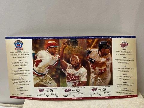 MINNESOTA TWINS KIRBY PUCKETT RETIREMENT WEEKEND TICKET STRIP MAY 23-27, 1997 Cover